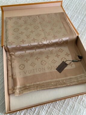 Louis Vuitton Beige Monogram Silk-Blend Scarf